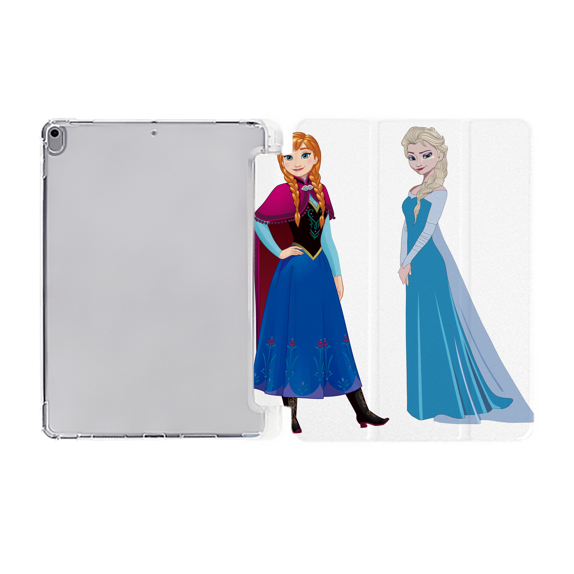（画像用） アナと雪の女王 アンナ エルサ Frozen Anna Elsa IPad ケース ペン収納付き 三つ折りスタンド PUレザー×シリコン 対応機種9.5/10.5/10.9インチ
